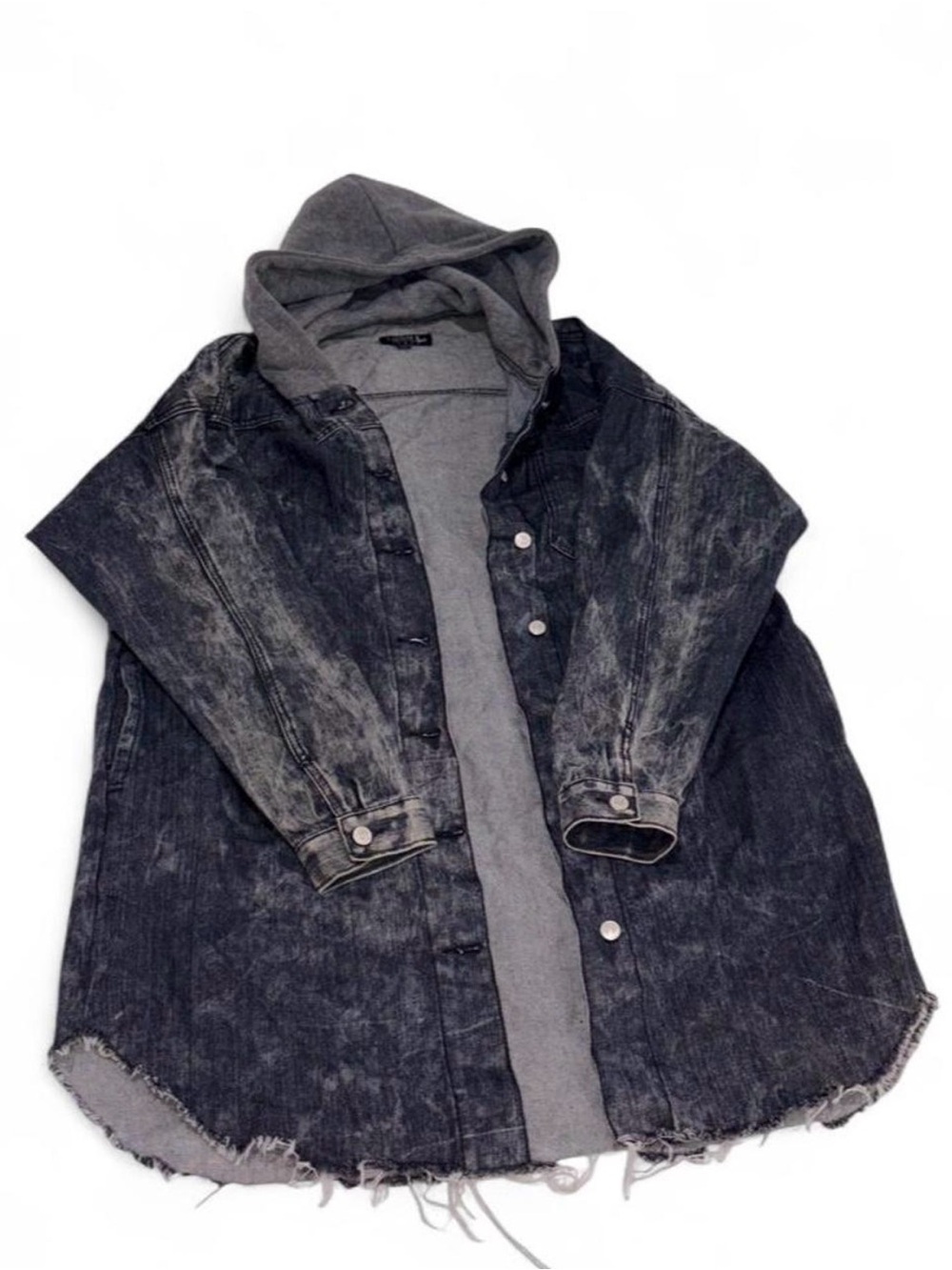 Thrill Jeans Acid wash women’s Black Denim Hooded Jacket size XXL